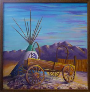 painting of Riverbend's TeePee and Wagon