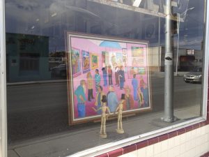 Frame Shop window with Betty Ann Pedersen painting