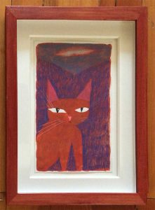 framed cat painting by Peter Bowles